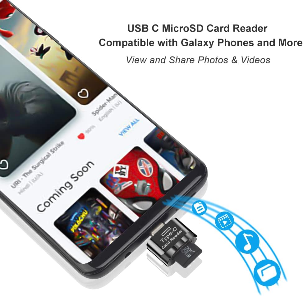 Type C Micro SD Card Reader, BorlterClamp USB C TF Card Reader Adapter with Keychain, Compatible with MacBook, iPhone 15,Laptops, Galaxy Phones and More