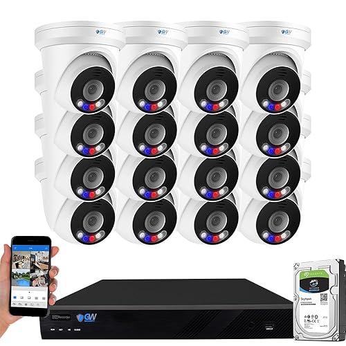 GW Security 32 Channel NVR UltraHD 12MP 4K @30FPS Face/Human/Vehicle Detection PoE Security Camera System with 16 x 12MP (4512x2512) IP Microphone