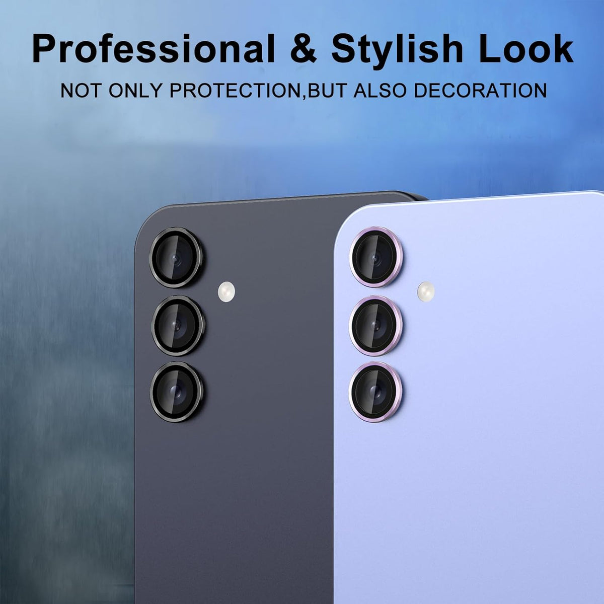 for Samsung Galaxy A16 Camera Lens Protector, Individual Metal Ring Tempered Glass Lens Cover, [Strong Adsorption] Scratch Resistant Ultra-Thin HD Clear Lens Cover, 1 Set-Black