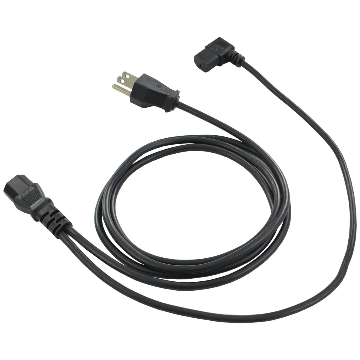 Conntek 6FT+3FT Power Cord Splitter, NEMA 5-15P to Dual IEC C13 (Left-Angle), 10A 125V, AC Power Extension Cable for PDU, UPS, Server, Computer,