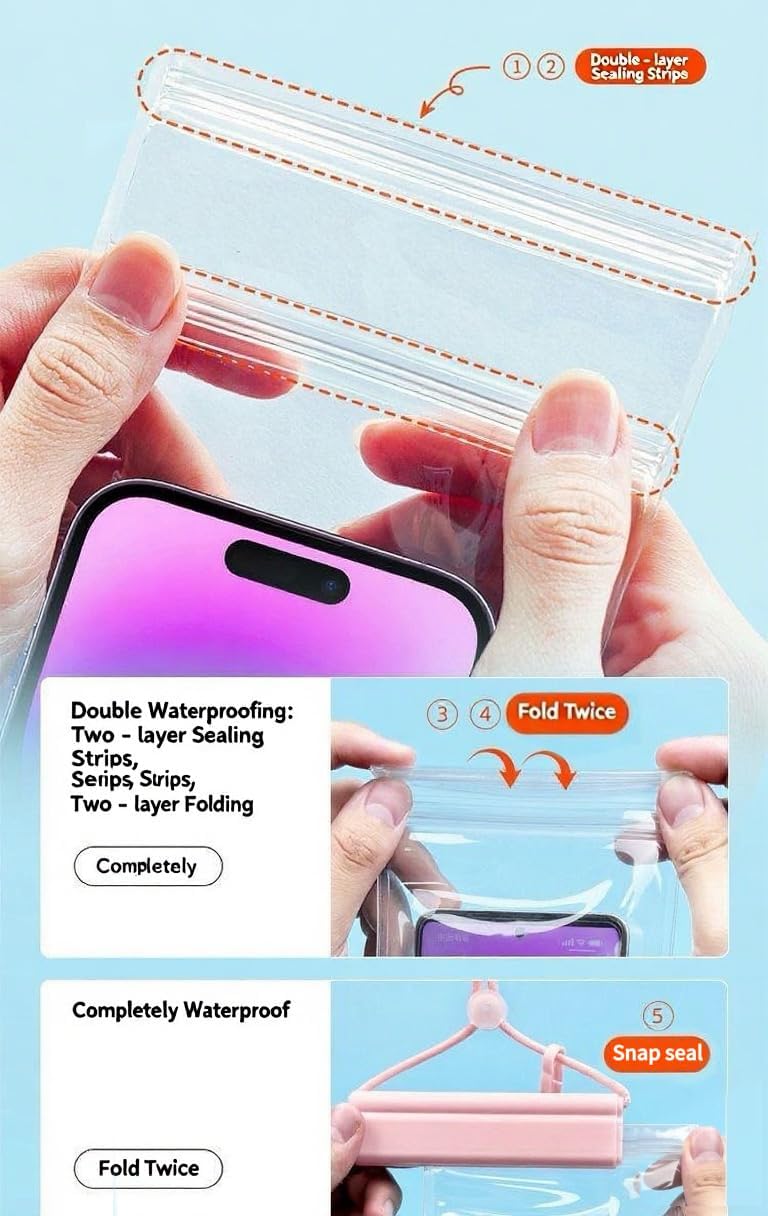 1PCS Waterproof Phone Case - Universal Fit for iPhone 14/13/12 & Android Phones - Submersible Up to 100ft for Kayaking, Fishing, Rain,etc.(Black/White/Pink) (Pink)