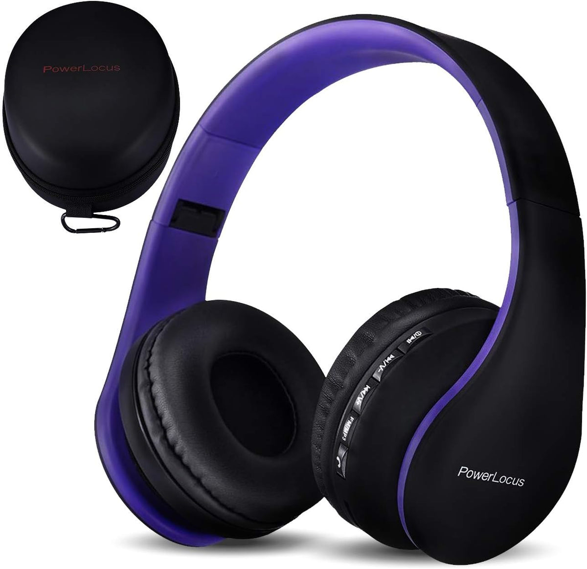 Headsets PowerLocus Wireless Bluetooth Over-Ear Stereo Foldable Headphones, Wired Rechargeable with Built-in Microphone