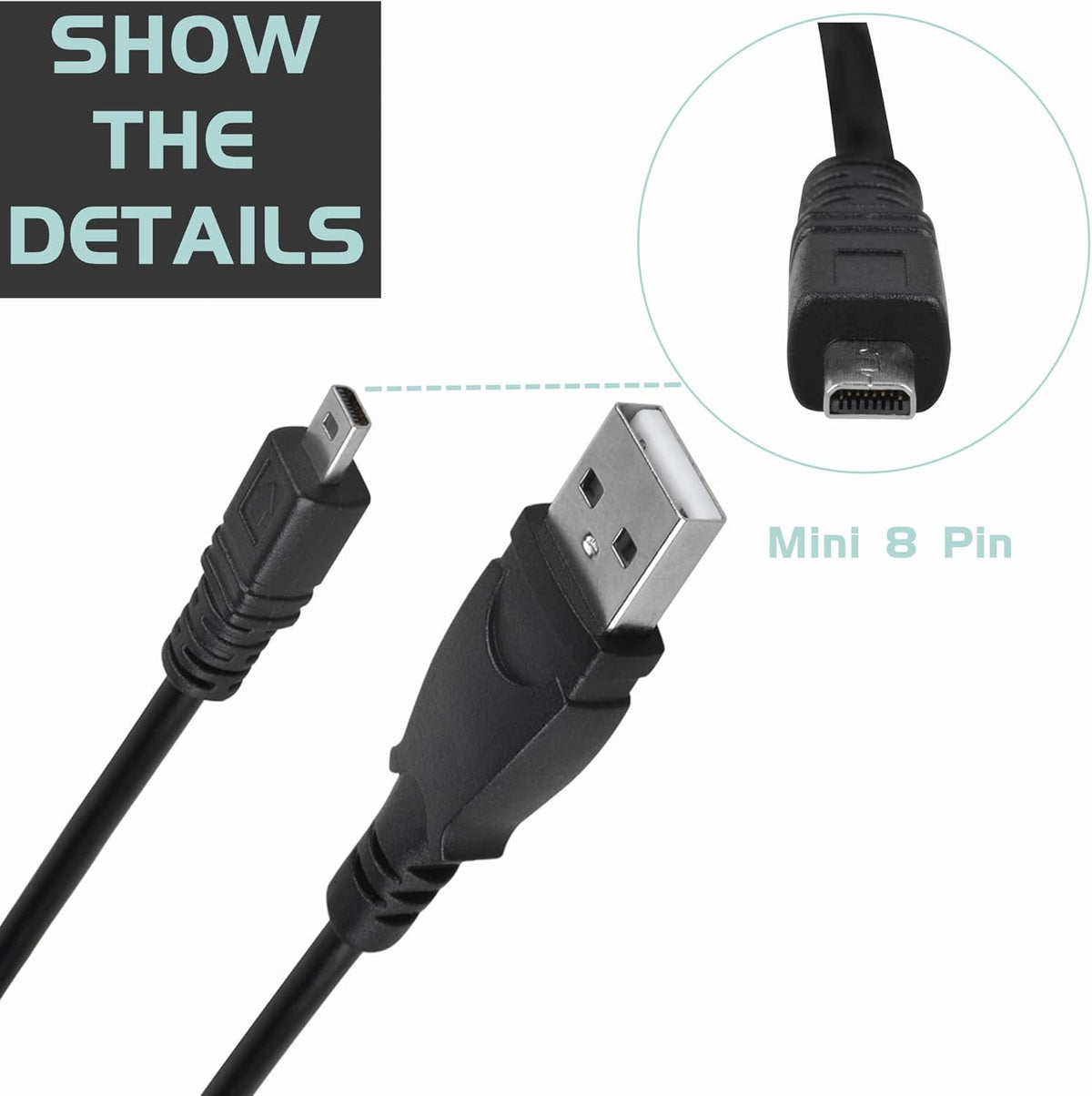 3.3ft Mini-8pin DSLR-A900 A900 USB PC Data Sync Cable Cord for Sony Camera Alpha K DSLR