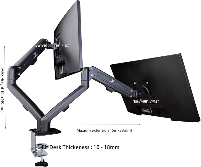 Lenovo ThinkVision TIO22 22 FHD IPS Monitor with 4ms Response Time Anti-Glare VESA Mount (100 x 100mm) Displayport HDMI Black Color (12N8GAR1UZ) 2 Pack w/DKZ Hub &amp ErgoFlexy Dual Mount Arm