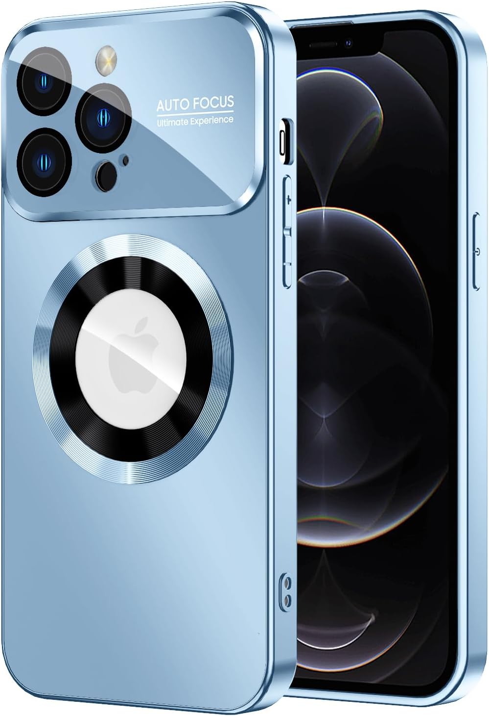Magnetic for iPhone 12 Pro Case, Compatible with MagSafe, Built-in Camera Lens Protector, Logo View, Military Grade Drop Proof Phone Case Cover, Sierra Blue