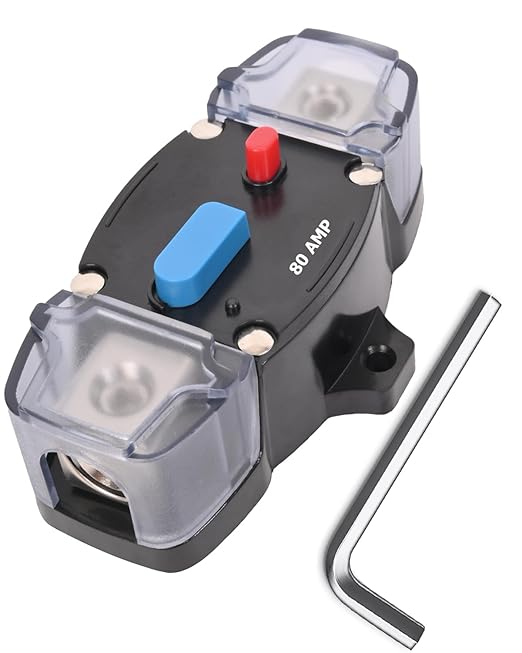BULVACK 80 Amp Circuit Breaker 12-48 Volt DC 80A Self Recovery Resettable High Amp Circuit Breaker with Manual Reset Button for Automotive RV Marine Boat Car Audio and Amps Protection