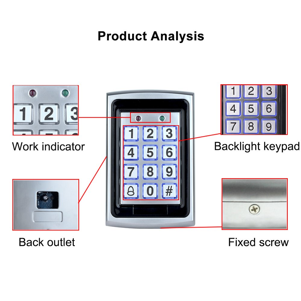 HFeng Full Kit Door Access Control System 125KHz RFID Keypad Reader Metal Case + 180KG Electromagnetic Lock + DC12V 3A Power Supply Controller + Door