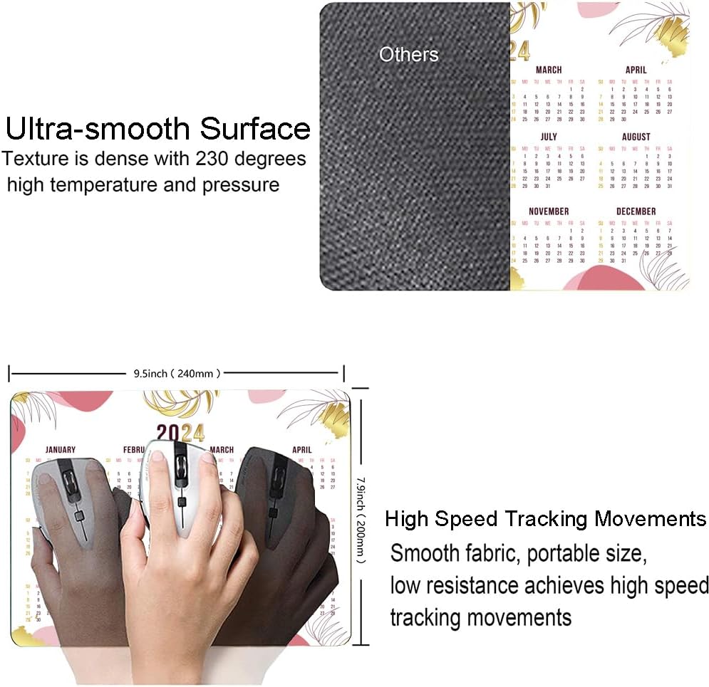 Mouse Pad, 2025 Calendar Mouse Pads, Cute Square Mouse Mat Waterproof Non-Slip Rubber Base Computer Mousepad for Desk Home Office Laptop, Abstract Leaf Calendar