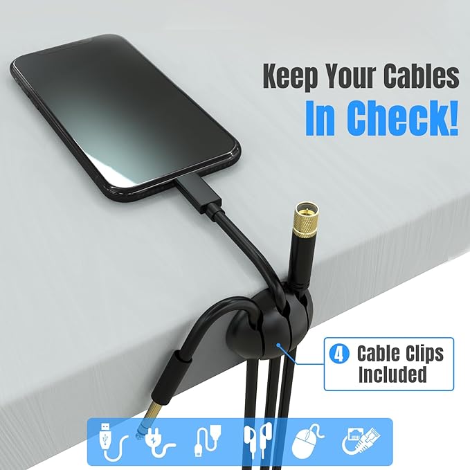 Large Cable Management Box, Cord Organizer Box to Hide Power Strip, Extension Cord, Surge Protector | Cord Hider Safe Box for Desk Organizers, Gaming PC, Computer, TV | White, Black Edition by Tokye®