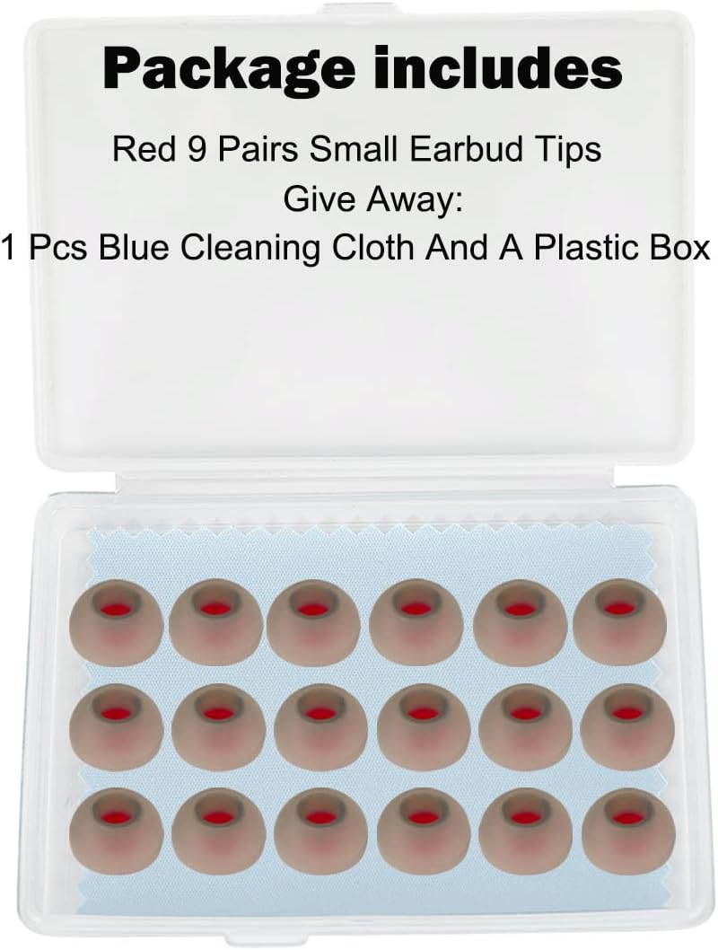 Earbud Replacement Tips Silicone Ear Bud Covers Fit Most in-Ear Earbuds(Inner Hole 4.5mm -6mm) Headphones Ear Tips Earbud Cushions Small 9 Pairs