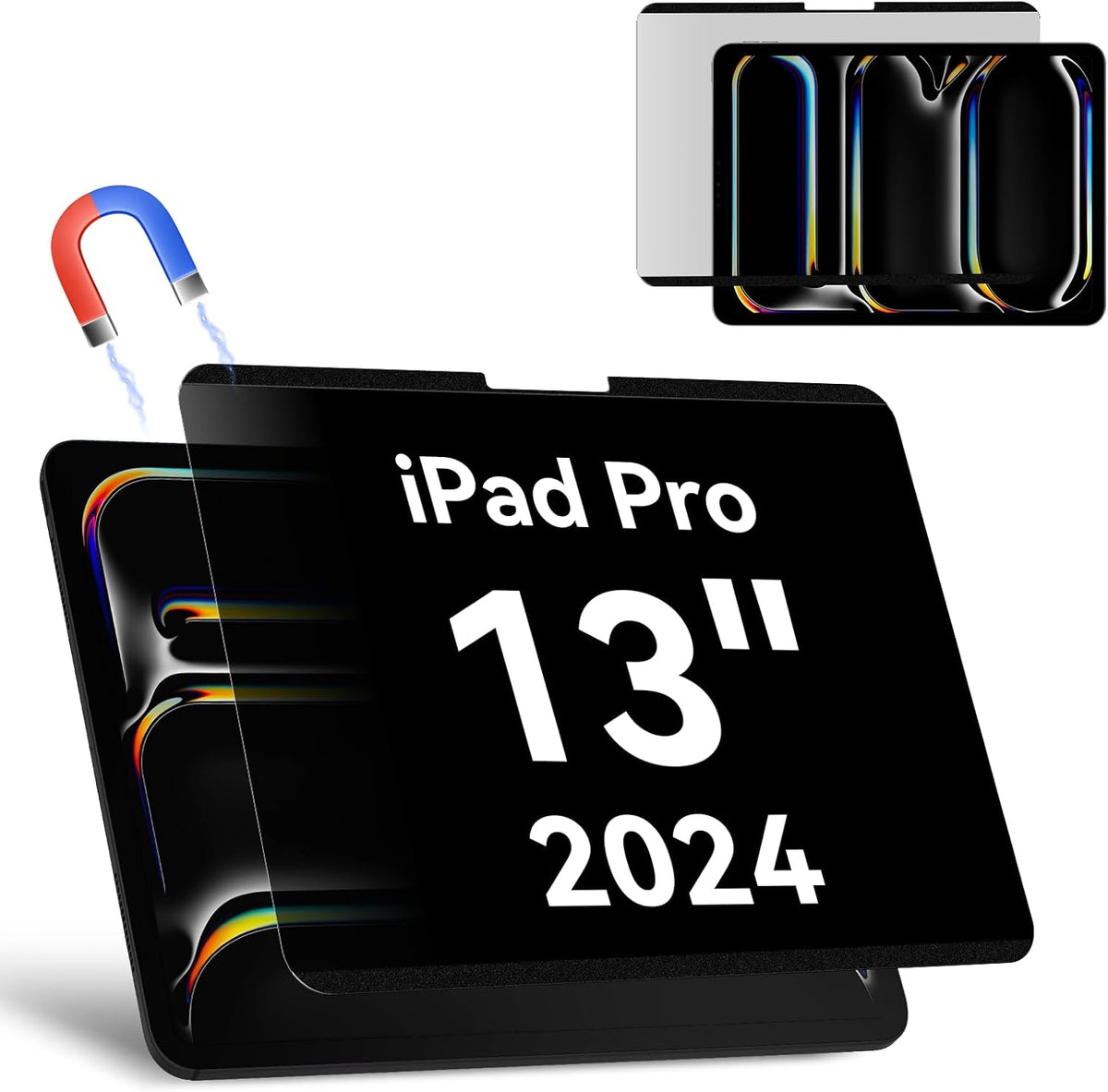 Protescreen Magnetic Privacy Filter for iPad Pro 13 Inch 7th (2024, M4), 1 Count, Matte, Polyethylene Terephthalate, 12.9 inches, 1x1 inches, Blue Light Block, Anti-Glare, Anti-Spy