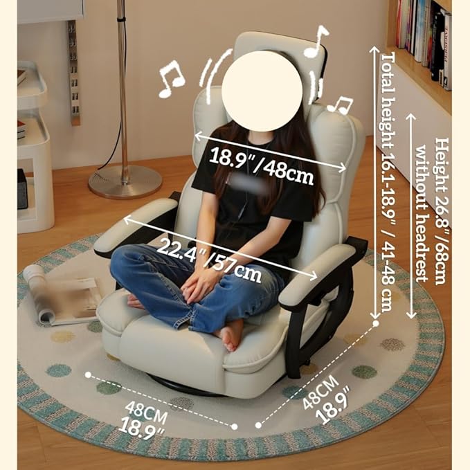 360° Swivel Gaming Floor Chair for Adults Adjustable Floor Chair Comfortable Lazy Floor Lounger for Living Rooms and Gaming Zones(Gray)