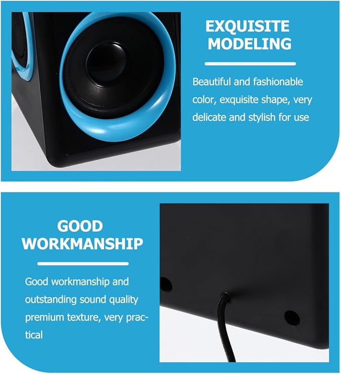 NUOBESTY Mini USB 2.0 Laptop Speaker for Desktop Computer Compact Multimedia PC Speaker with Dc5v Power Portable Small Sound Box Suitable for Office and Home Use