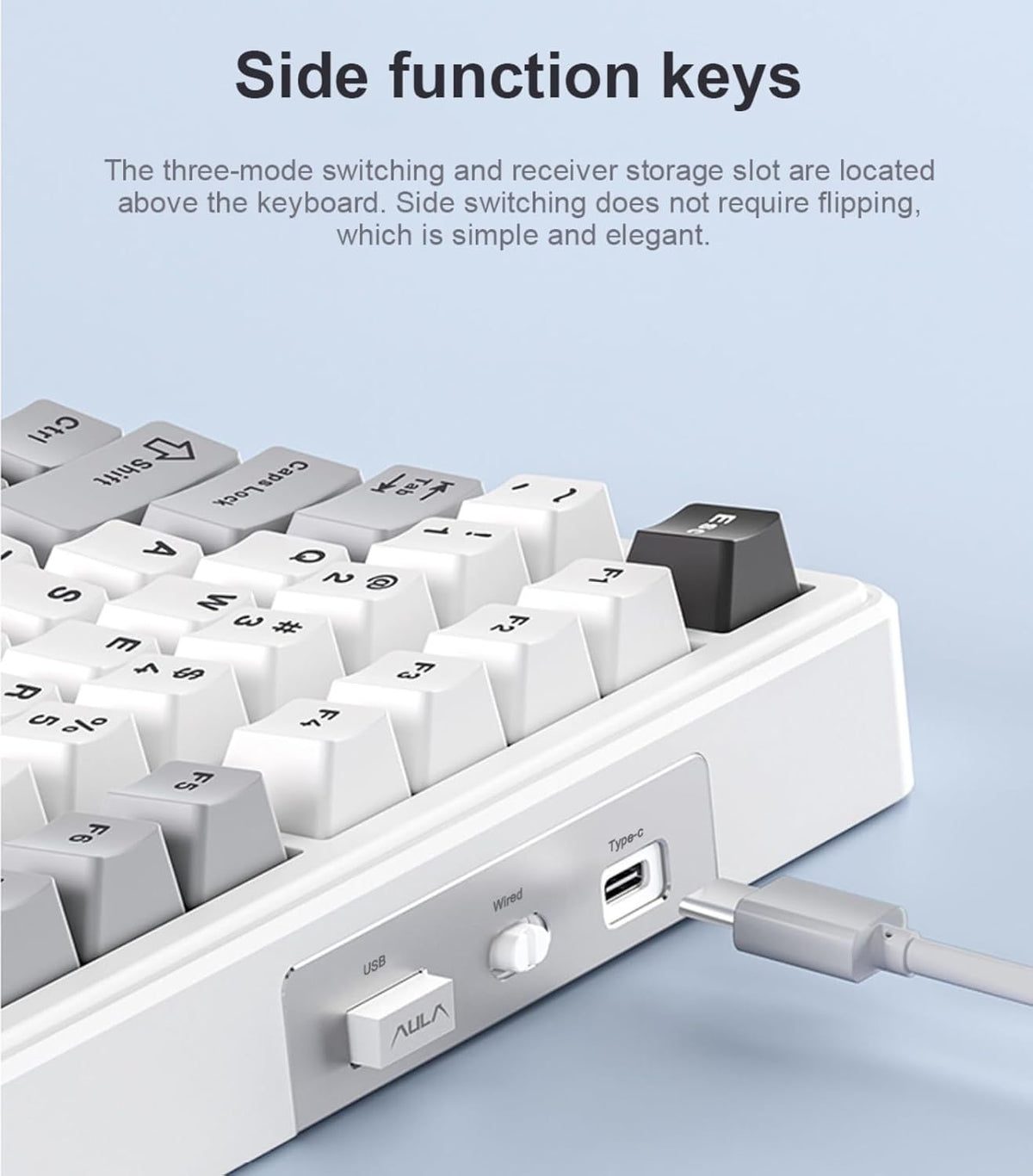 x Aula F99 Pro Wireless Mechanical Keyboard with Knob,Tri-Mode BT5.0/USB-C/2.4GHz Hot Swappable Keyboard,Pre-lubed Switches,Gasket Structure,RGB Backlit Computer Gaming Keyboards (Side Printed Black)