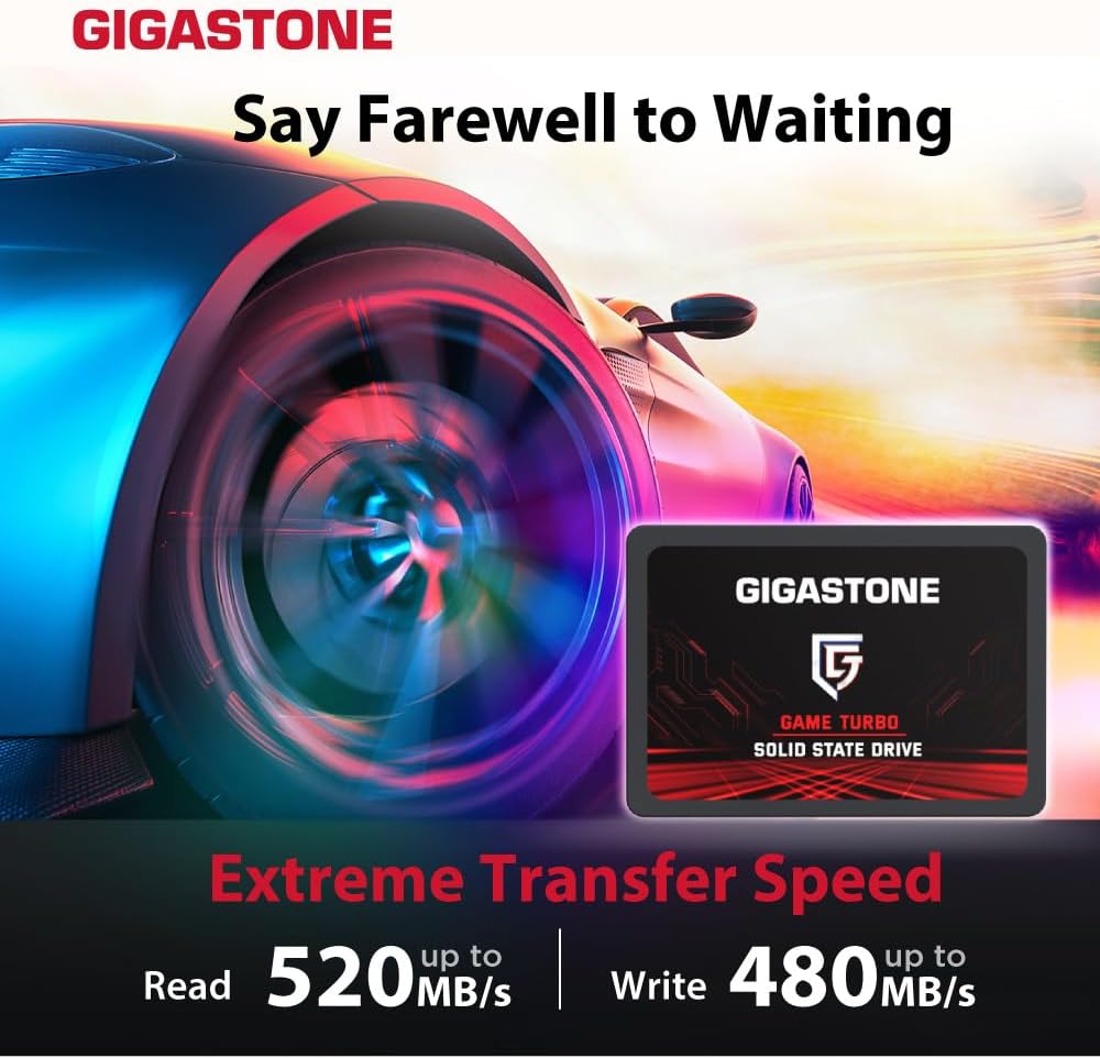 Gigastone SATA SSD 128GB (2-Pack) 2.5 inch SSD 520MB/s Upgrade Laptop PC Memory and Storage PS4 HDD Replacement 2.5" Internal Solid State Hard Drives SATA III SLC Cache 3D NAND Game Turbo Performance