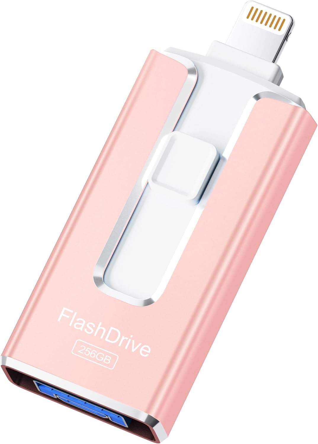 MFi Certified 256GB Flash Drive for iPhone iPad, Photo Stick for External Memory Storage, Easily Back Up and Save Photos, USB Memory Stick Thumb Drive for iPhone/iPad/Android/PC (Light Pink, 256GB)