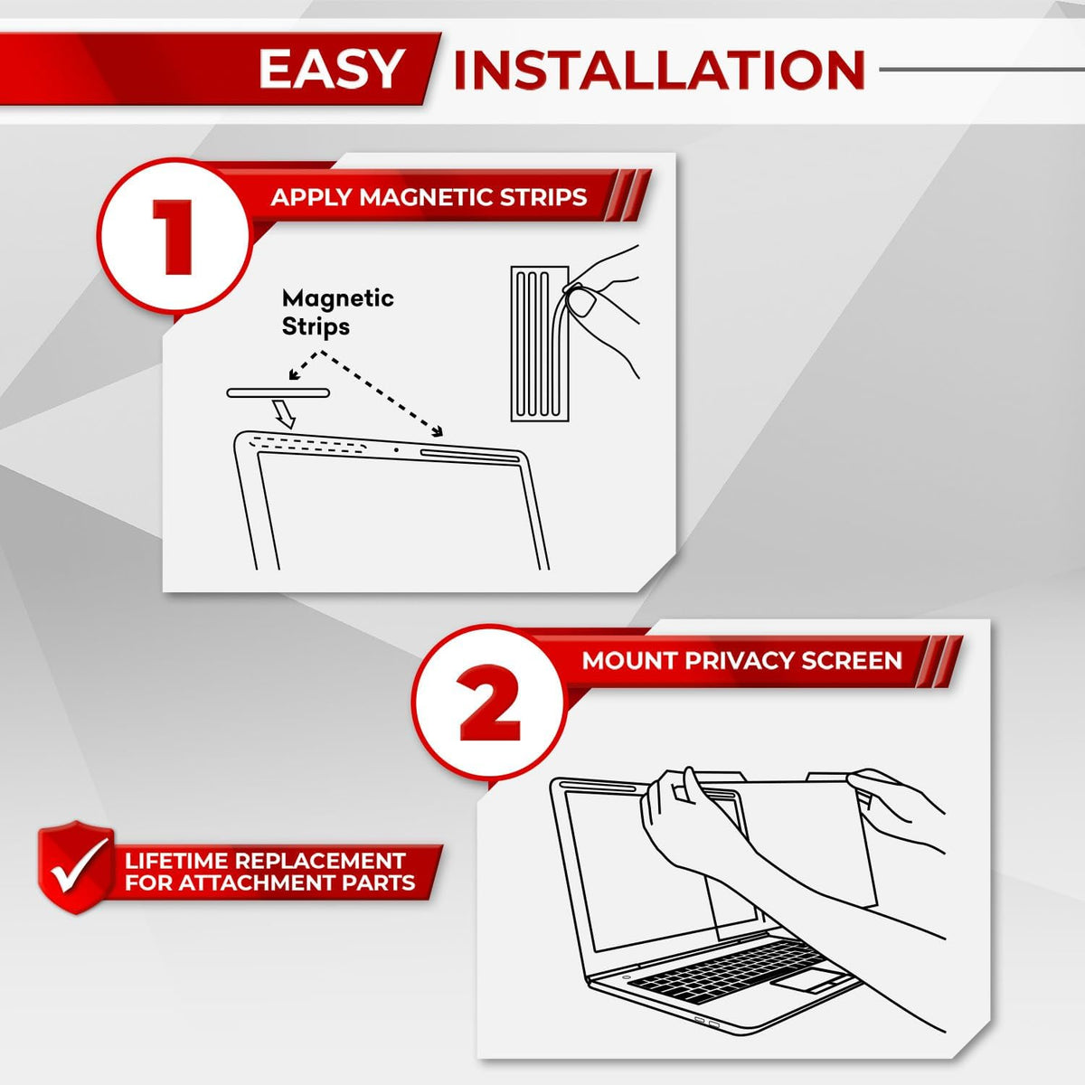 Magnetic Laptop Privacy Screen 13.3 Inch 16:10 - Removable Computer Privacy Filter Shield and Protector