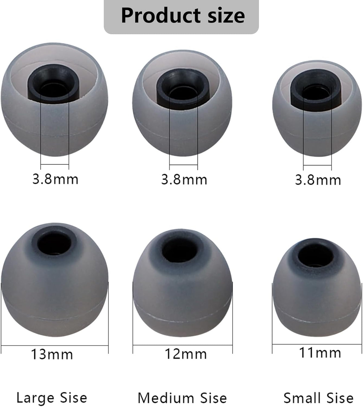 Earbud Replacement Tips Silicone Earbud Covers Fit for in-Ear Headphones (Inner Hole 3.8mm -5.1mm) 9 Pairs S/M/L