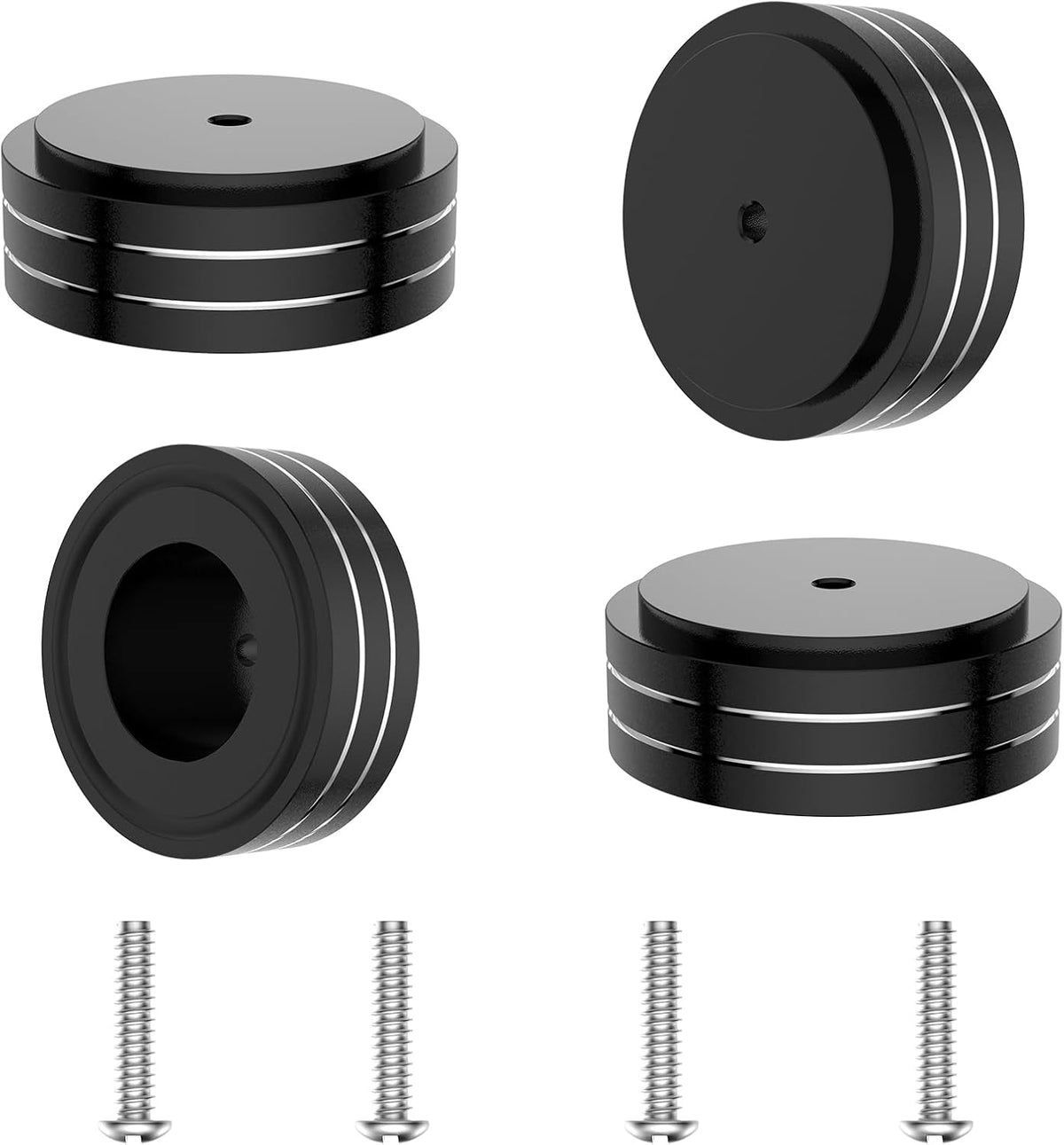 Tertullus 4 Pcs Speaker Feet, 58x22mm Speaker Spikes HiFi Isolation Feet Aluminum Stand Speakers Spikes Audio Pads Turntable Feet for HiFi Amplifier/Speaker/Turntable/Player (Black)