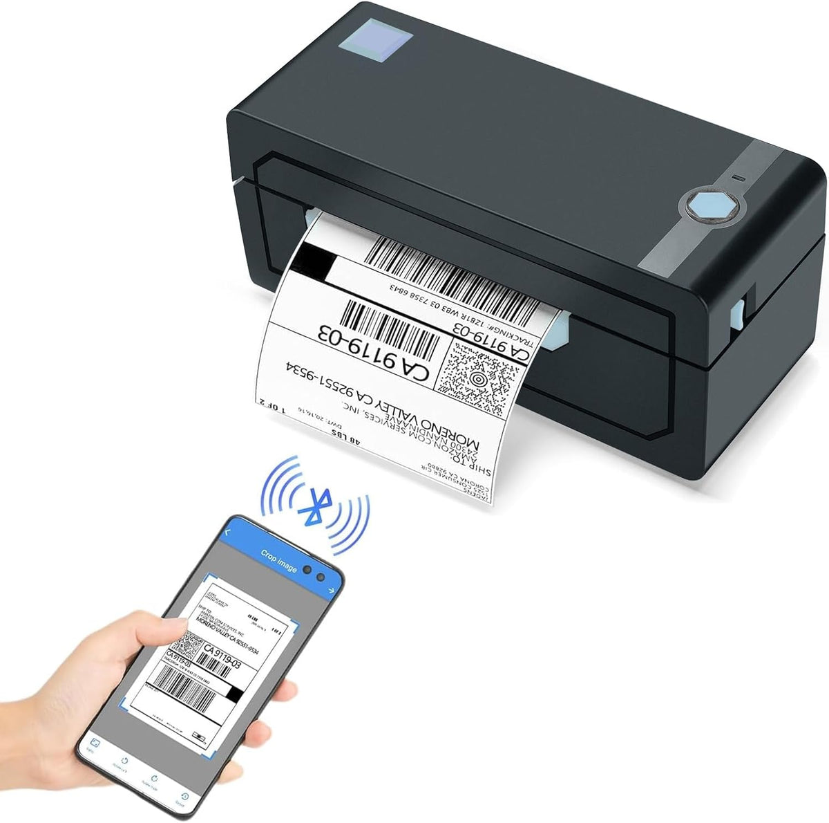 JADENS Bluetooth Thermal Shipping Label Printer – Wireless 4x6 Shipping Label Printer, Compatible with Android&iPhone and Windows, Widely Used for Ebay, Amazon, Shopify, Etsy, USPS