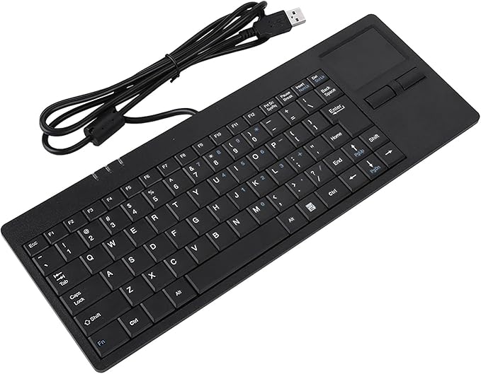 USB Touchpad Keyboard - Mini Design with Stable USB HUB Port 86-Key Wired Keyboard with Built-in Trackpad for Enhanced Stability and Connectivity