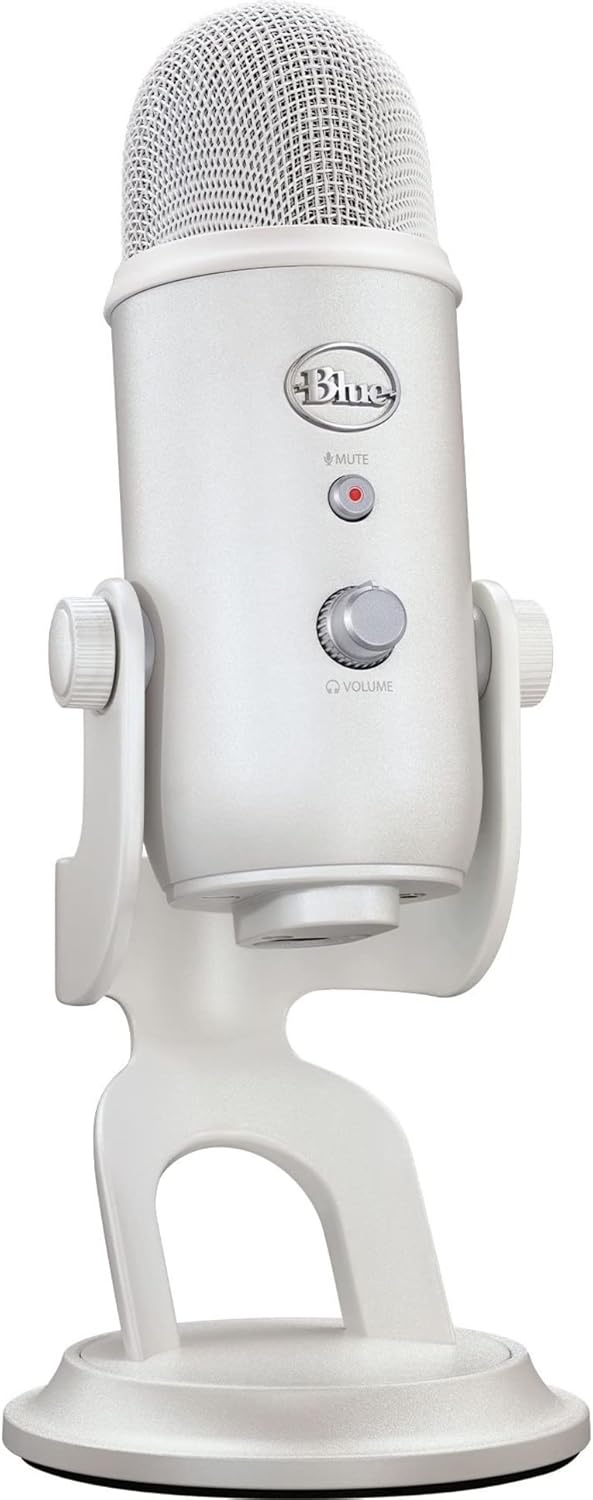 Logitech Creators Blue Yeti USB Microphone for Gaming, Streaming, Podcast, YouTube, Discord, PC, Studio Sound, Plug & Play-White Mist