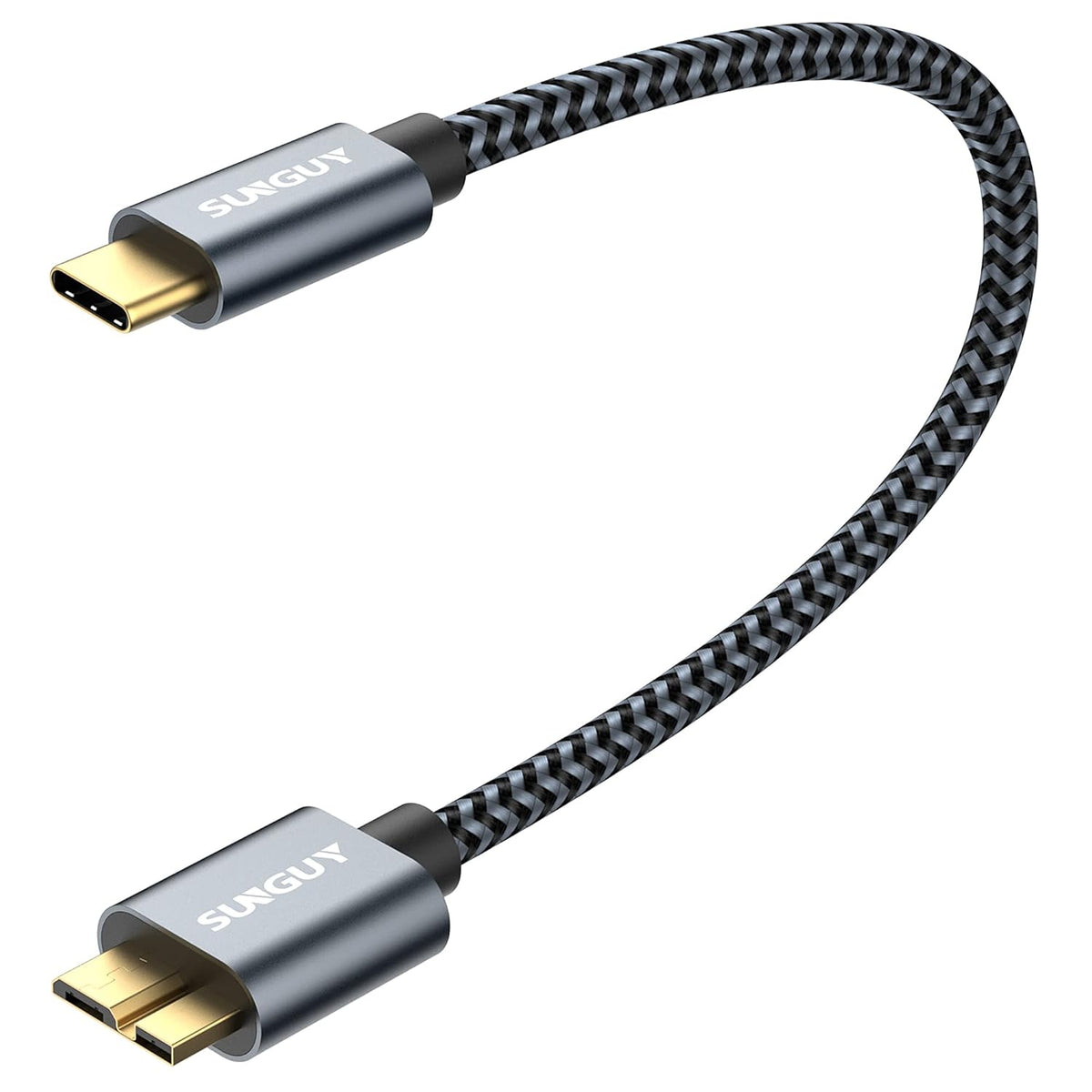 SUNGUY 5Pack 10Gbps Micro B to USB C Hard Drive Cable 1FT, USB 3.1 USB C to Micro B Cable, High-Speed External Hard Drive USBC Cord for iPhone 15, MacBook Pro/Air, WD Toshiba Westgate Seagate