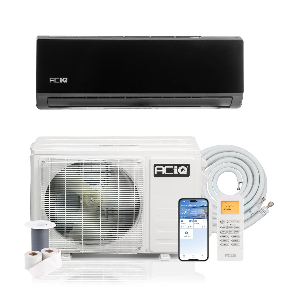 ACiQ 20 SEER2 Essentials 12000 BTU Single Zone Mini Split Heat Pump System with 16ft Line Set - R32 | 1 Tons, AC/Heating Unit, W
