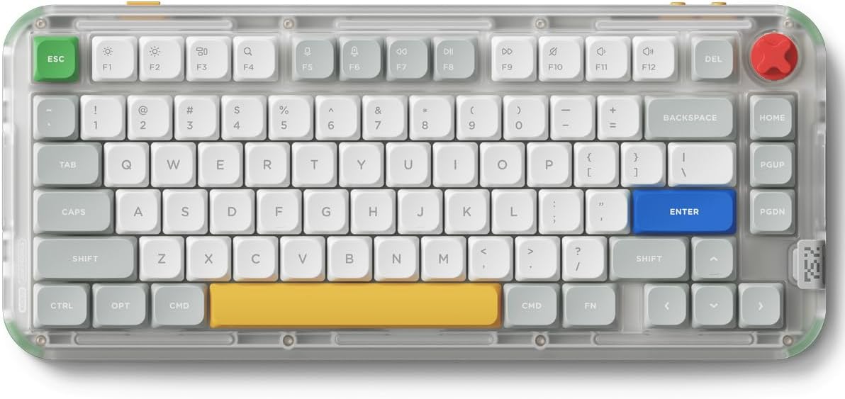 nuphy Kick75 Wireless Low Profile Keyboard with Knob,75% Layout 80 Keys RGB Backlit, Hot Swappable Gaming Mechanical Keyboard with PBT Keycaps,Support BT/2.4G/USB-C (Blush Nano Switch)