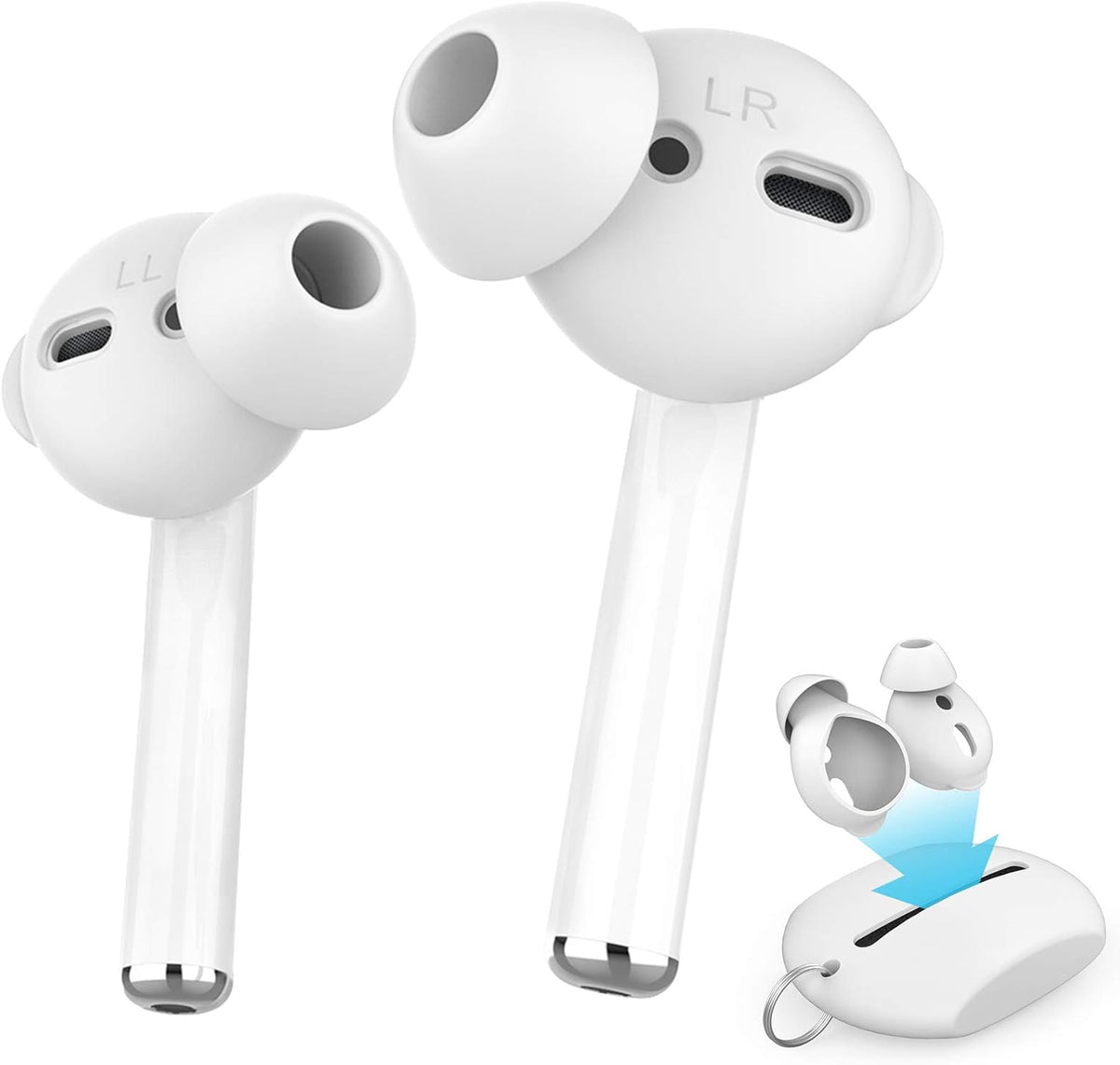 AhaStyle 3 Pairs Ear Tips Silicone Earbuds Cover [Not Fit in The Charging Case] Compatible with AirPods(3 Pairs Large, White)