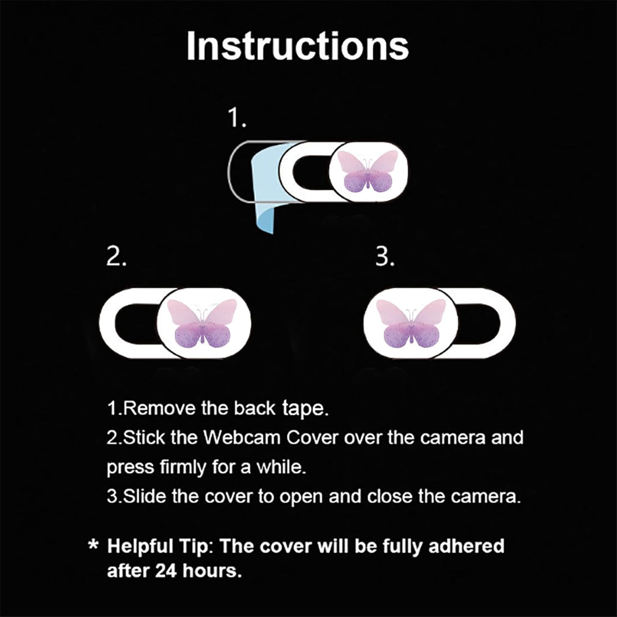 Webcam Cover Slide 6 Packs Ultra-Thin Camera Covers for Computer Laptop Desktop Smartphone to Protect Your Privacy and Security, Butterfly