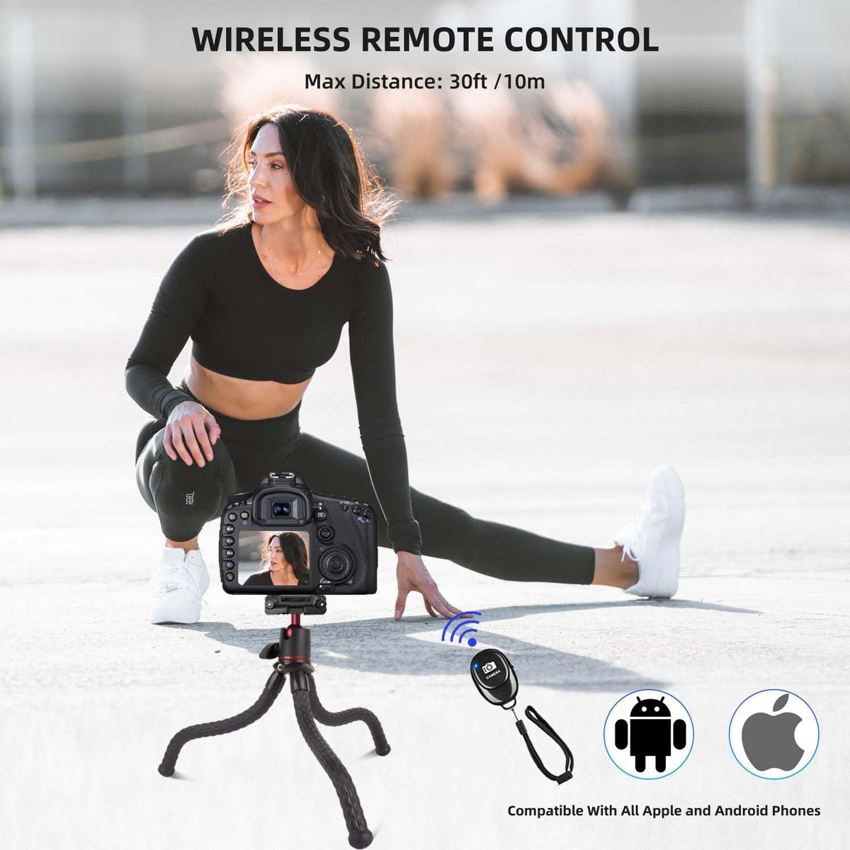 Famall Flexible Phone Tripod for GoPro, Mini Camera Stand with Remote, 1/4'' Screw with Phone Holder&Cold Shoe, Tripod Holder for iPhone Samsung Canon Nikon Sony Streaming Vlog Smartphone