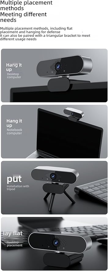 HD Webcam 4K/2K USB Camera for Desktop &amp Laptop - Plug and Play Facial Recognition Multiple Mounting Options