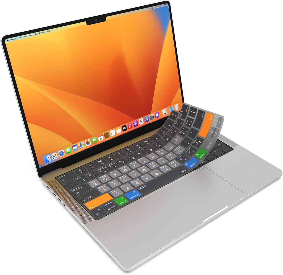 JCPal MacOS Shortcut Guide Keyboard Cover for Apple MacBook Pro 14 inch and MacBook Pro 16 inch (M1-M4 Models) and MacBook Air 13 inch and MacBook Air 15 inch (M2-M4 Models) (US-Layout)