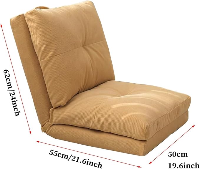 Floor Chair with Back Support Folding Floor Gaming Chair Adjustable Lazy Sofa Living Room for Adults &amp Kids One Seater Sofa Perfect for Reading Gaming Meditating(/Black)