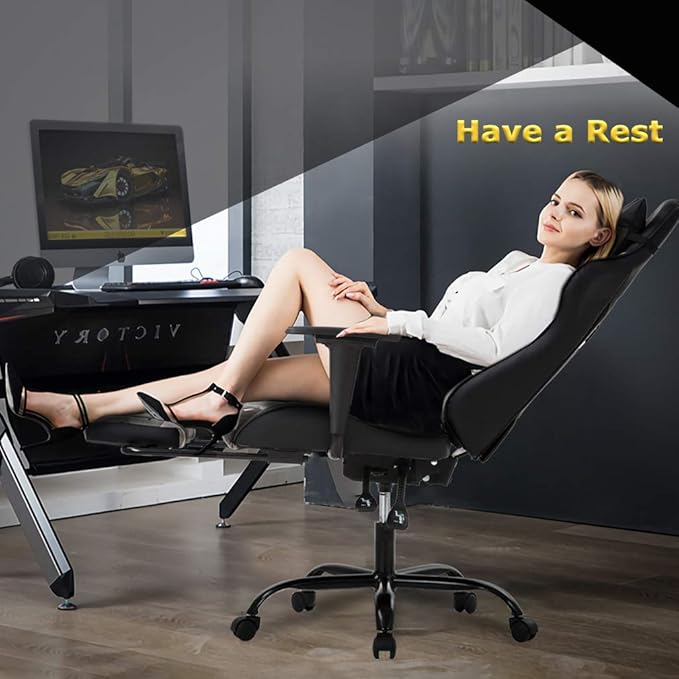 Gaming Chair Video Game Chair with Lumbar Support and Footrest Height Adjustable Ergonomic Computer Gaming Chair with 360° Swivel Seat and Headrest and for Office or Gaming (Camo)