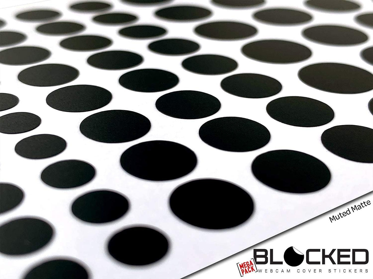 BLOCKED Stackable Webcam/Camera Vinyl Covers | 95 Low-Tack Restickable Webcam Sticker | 5-Sizes | Black 95-Pack (Muted Matte)
