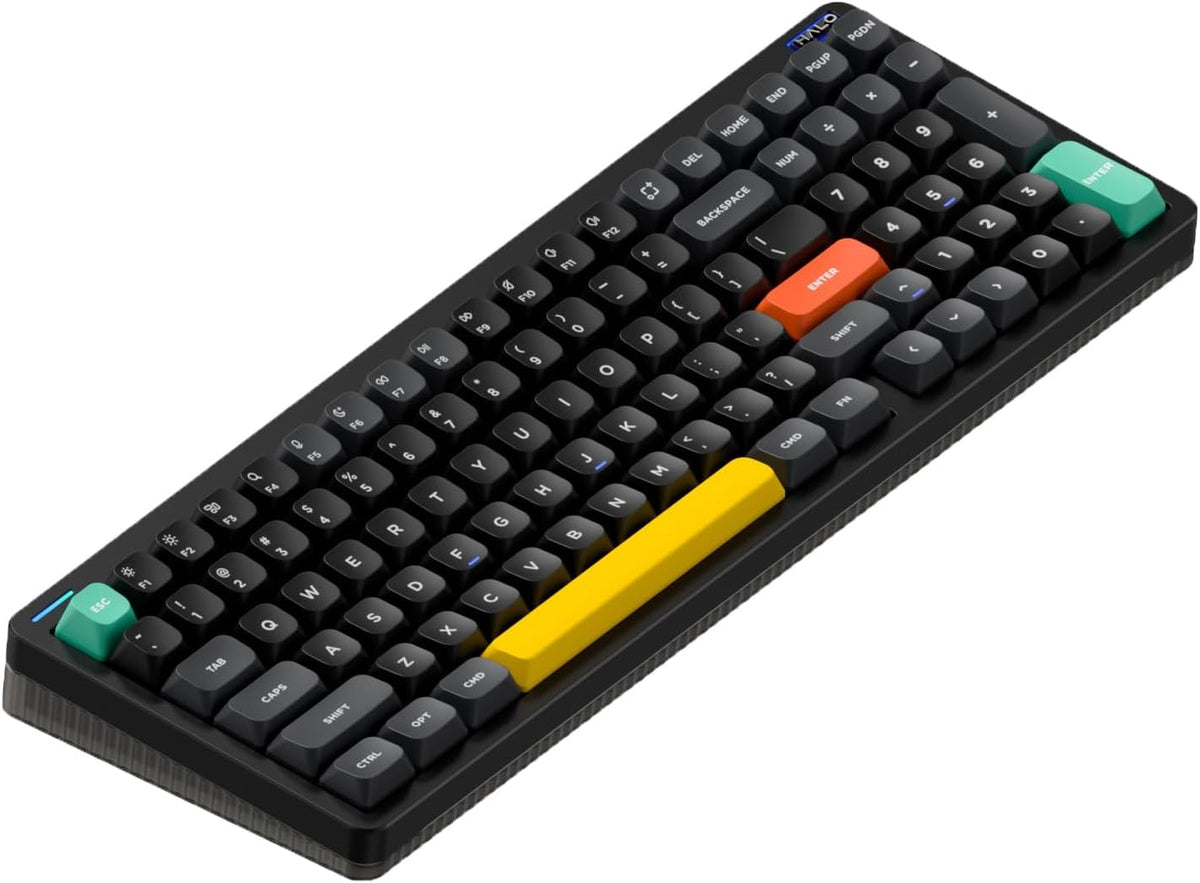 nuphy Halo96 V2 Wireless Keyboard,Gasket Structure,96% Hot Swappable Gaming Keyboard, 99 Kyes RGB Backlit Mechanical Keyboard, Support QMK/VIA,Bluetooth/USB-C/2.4GHz-Black,Lemon Switches (55gf)