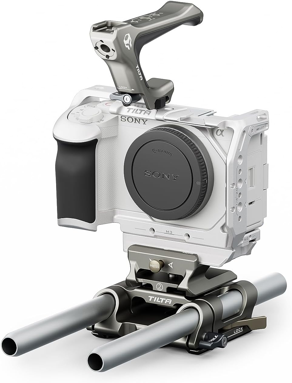 Tilta Camera Cage for ZV-E1 Pro Kit | Includes NATO Top Handle, Cooling System, Rod, LWS Baseplate | Cold Shoe, NATO Rail, M3 and 1/4""-20 Threads Mounts | Silver