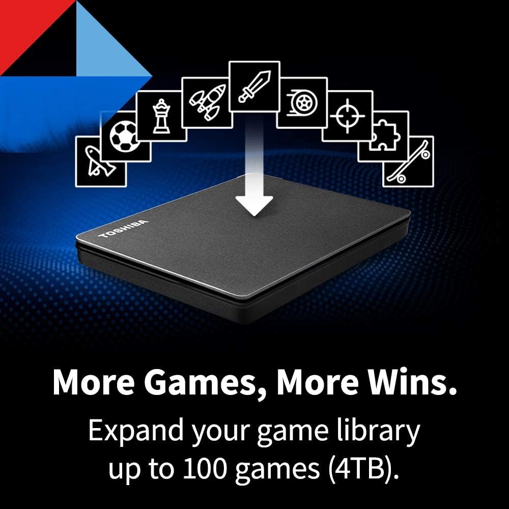 Toshiba Canvio Gaming 1TB Portable External Hard Drive USB 3.0, Black for PlayStation, Xbox, PC, & Mac - HDTX110XK3AA