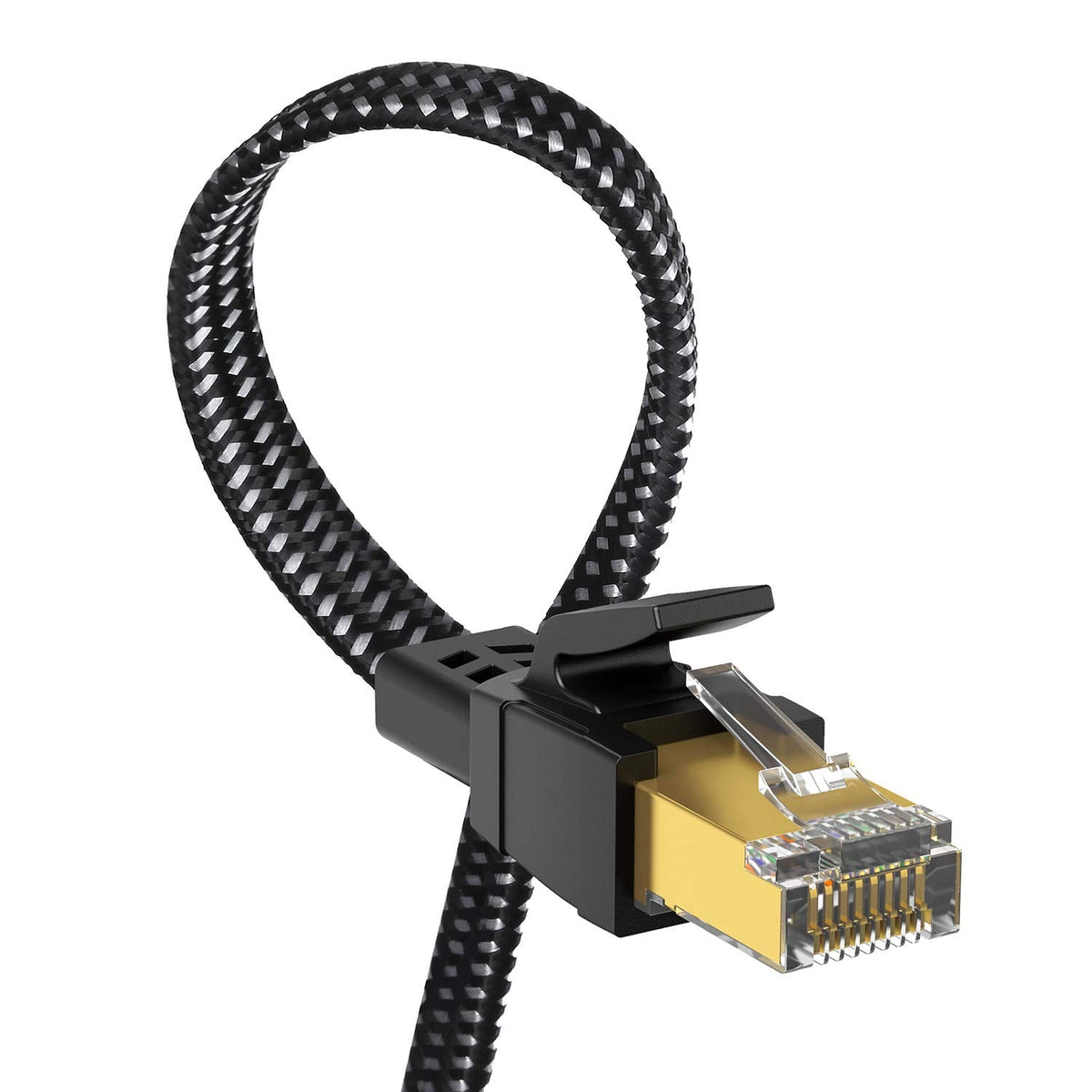 8 25 Cat8 40Gbps 2000Mhz RJ45 Cat Ethernet Cable ft, Nylon Braided High Speed Heavy Duty Network LAN Patch Cord, SFTP