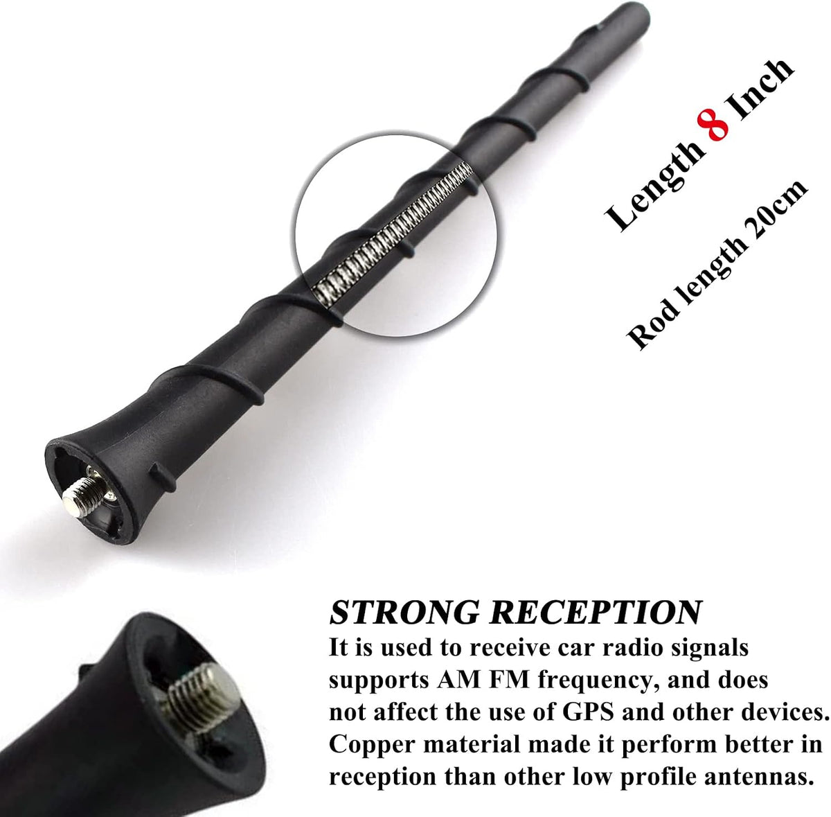 E-Vniko 8'' Inch 2011-2022 200 5091100AA 68297936AA Roof Antenna Mast Compatible for Jeep Cherokee Grand Cherokee Dodge