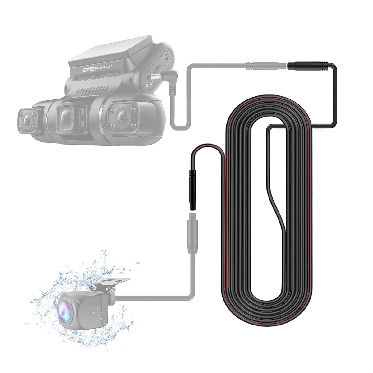 18ft D90/D90-4CH-MINI/J20/J30/H5 PRUVEEO Rearview Camera Extension Cable for Dash Cam, Car Recorder Reverse Backup