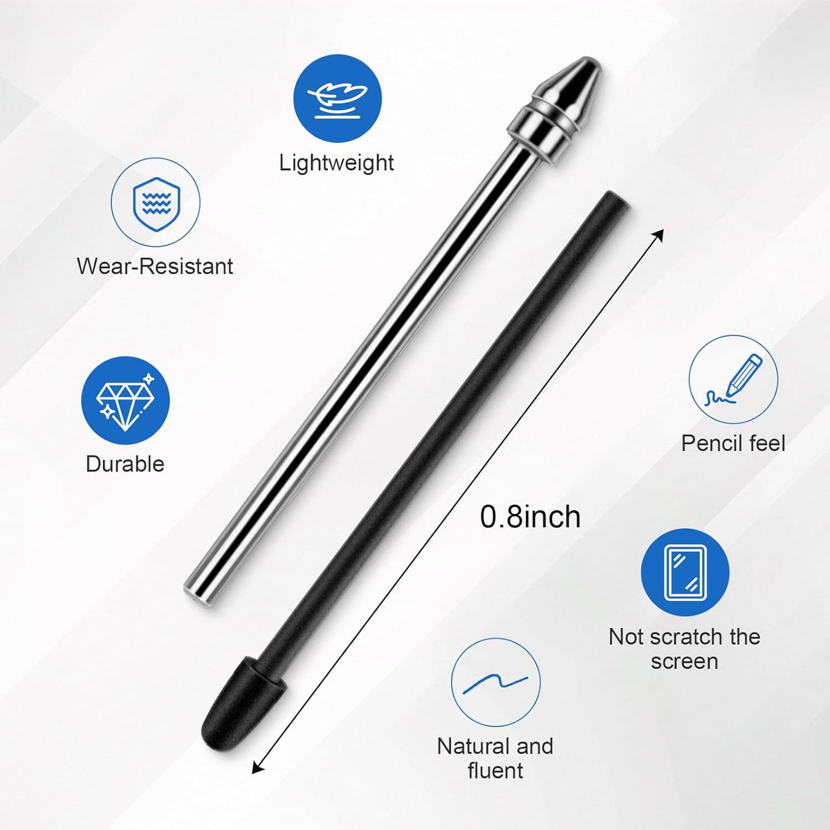 No Wore Out Titanium Alloy Replacement Fine Tips 1 Pcs & 10 Pcs Soft Felt Nibs Combo Set fit for Kindle Scribe Basic and Premium Pens Digital Pen, Smooth Ballpoint Note Taking Backup Nibs
