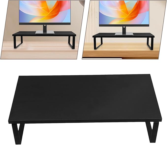 Stable Desk Monitor Riser Stand Compact Laptop Riser for Office Computer Screen Elevation Ergonomic Monitor Rack with Smooth Surface Black