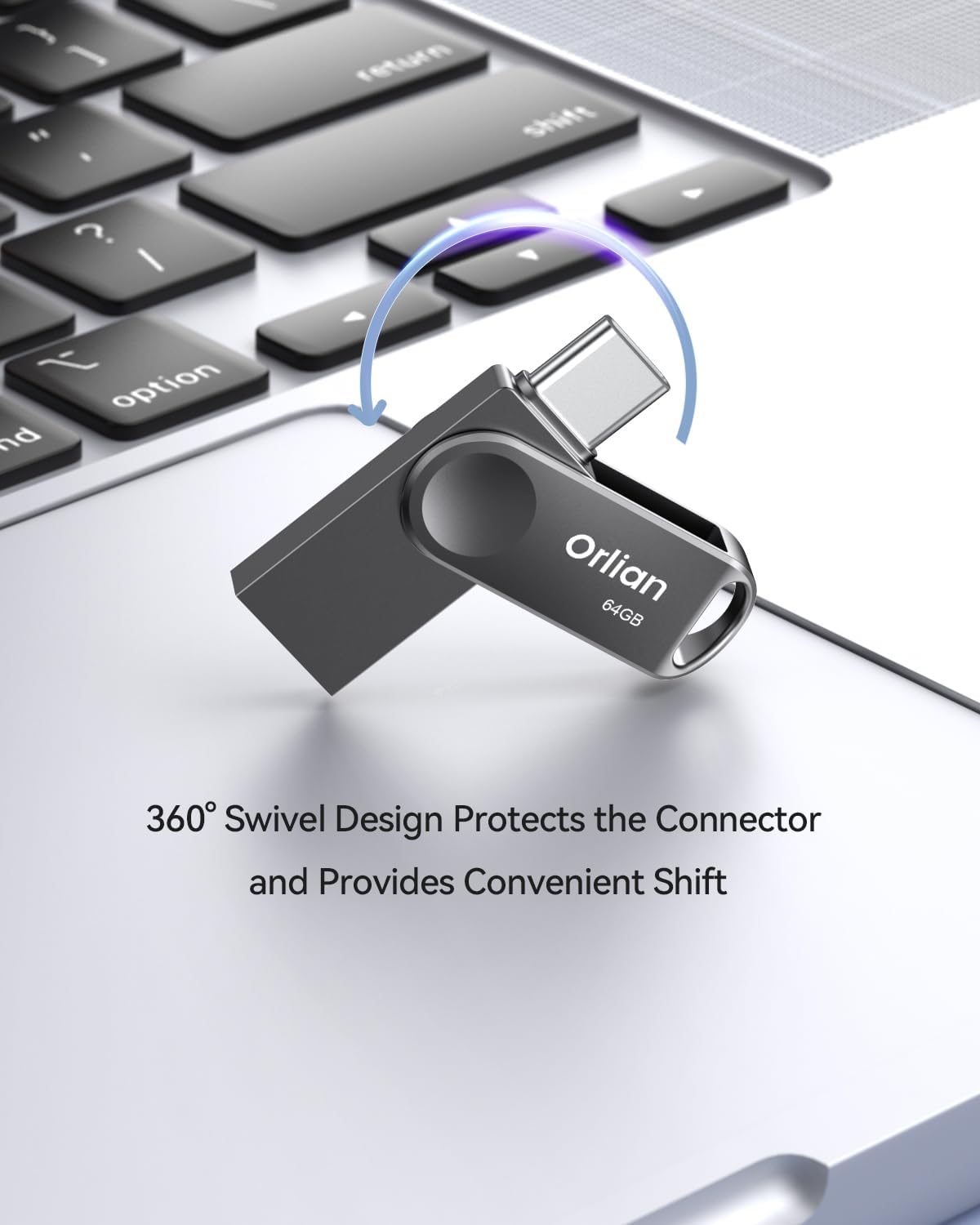 64GB USB C Flash Drive, Dual Drive USB 3.0 and Type C Thumb Drive Up to 110MB/s Read Metal Waterproof Swivel Design Portable for PC Laptop Tablet Android Smartphone iPhone 15 and More, Gray