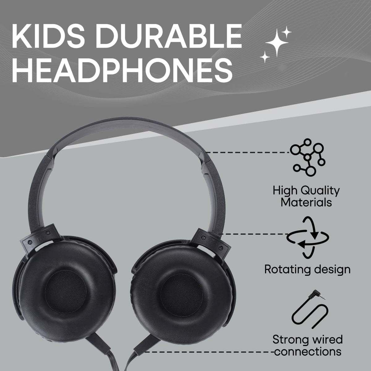 5 Pack Headset (LS450, 5 Kids Headphones Bulk for School Classroom, Durable Students Wired for Children Toddler Teen