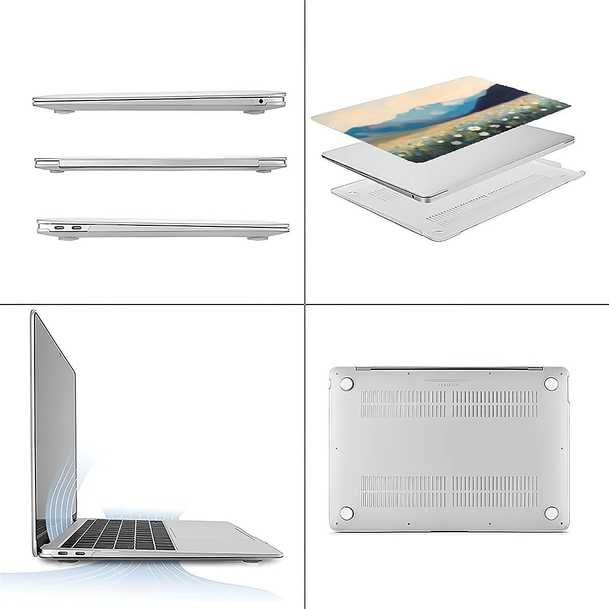 Compatible with MacBook Air 13.3 13.6 Inch Case 2022 2021 2020 2019 Plastic Hard Shell Case Cover,13.3 Pro(A1706/A1708/A1989/A2159/A2289/A2338), Wildflowers and Mountains