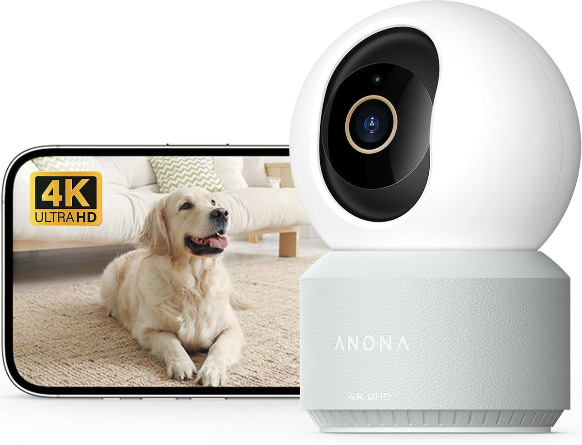 Anona 4K 360 2.4G/5G 6, Pano UHD Indoor Camera, Pet/Dog/Baby Security Camera with Phone App, Pan-Tilt, Dual-Band Wi-Fi