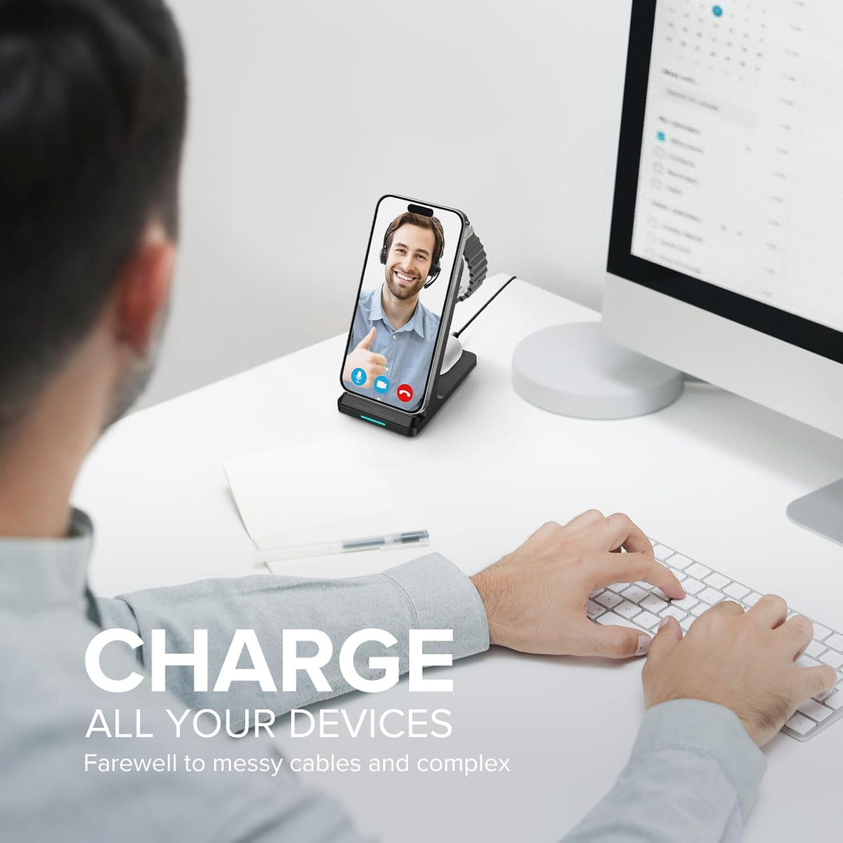 Wireless Charging Station, 3 in 1 Fast Wireless Charger Stand for Multiple Devices Apple Watch Ultra Series 10 9 8 7 6 SE 5 4 3 2, iPhone 16 15 14 13 12 11 Pro Max/Plus/Mini/X/XS/XR, Airpods Pro